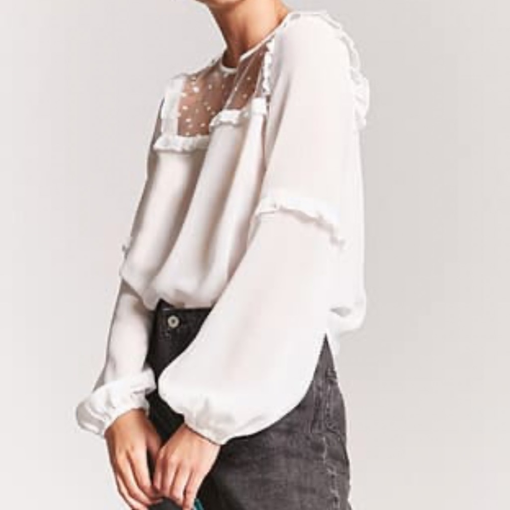 Forever 21 star mesh long sleeve top